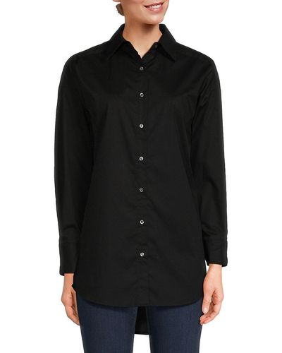 J.McLaughlin Flannery High Low Button Down Shirt - Black
