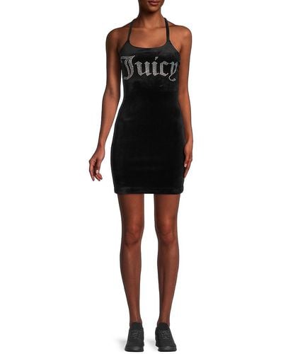 Juicy Couture Studded Logo Fitted Slip Dress - Black