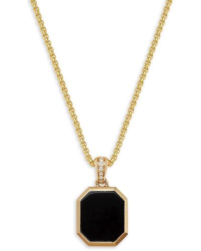 Effy 14k Yellow Gold, Onyx & Diamond Pendant Necklace - White