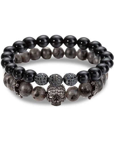 Eye Candy LA Crystal & Agate Beads Bracelet - Black