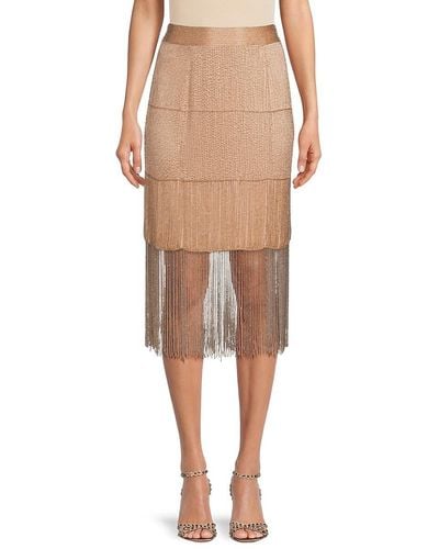 Twp Straight Silk Midi Skirt - Natural