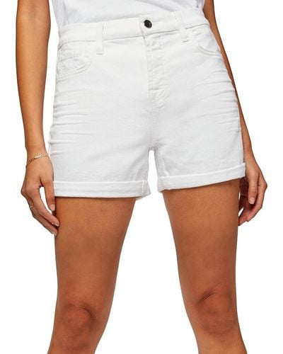 Jen7 Mid Rise Rolled Denim Shorts - White