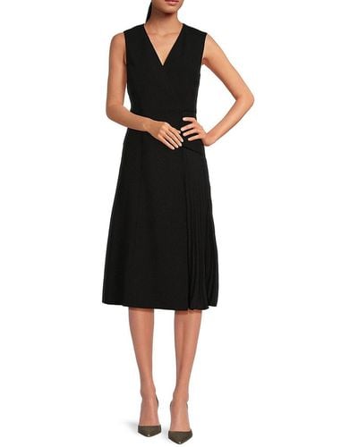 St. John Dkny Accordion Pleat Midi Dress - Black