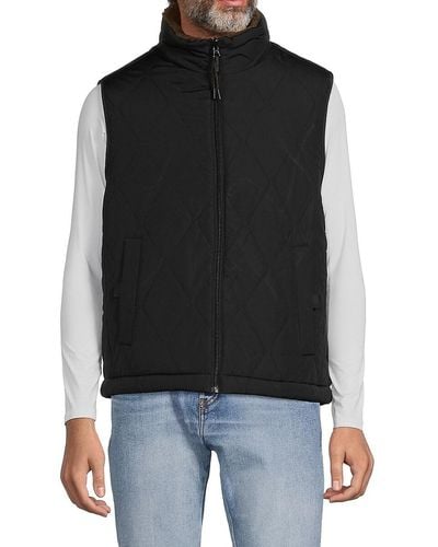 Andrew Marc Buchman Faux Shearling Puffer Vest - Black