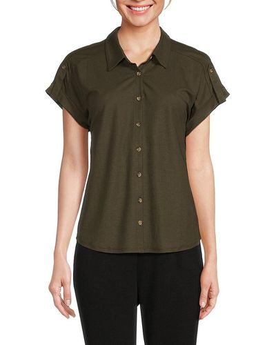 Bobeau Short Sleeve Tab Cuff Shirt - Black