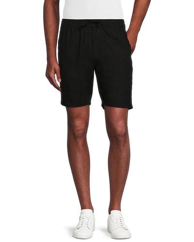 Saks Fifth Avenue Linen Blend Drawstring Shorts - Black