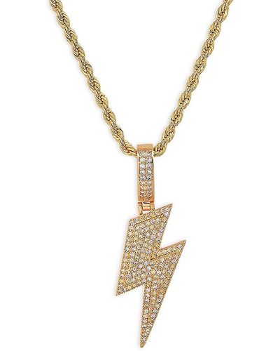 Anthony Jacobs 18K Goldplated & Simulated Diamond Lightning Bolt Necklace - Metallic