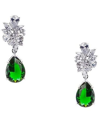 CZ by Kenneth Jay Lane Look Of Real Rhodium Plated & Cubic Zirconia Drop Earrings - Multicolour