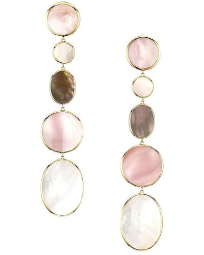 Ippolita Polished Rock Candy Long 18k & Multi-stone Mixed-shape Earrings - White