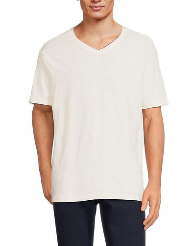 Saks Fifth Avenue Solid V Neck Tee - White
