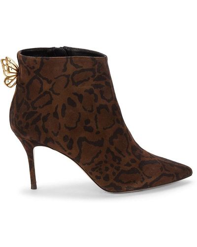 Sophia Webster Mariposa Leopard Print Suede Booties - Brown