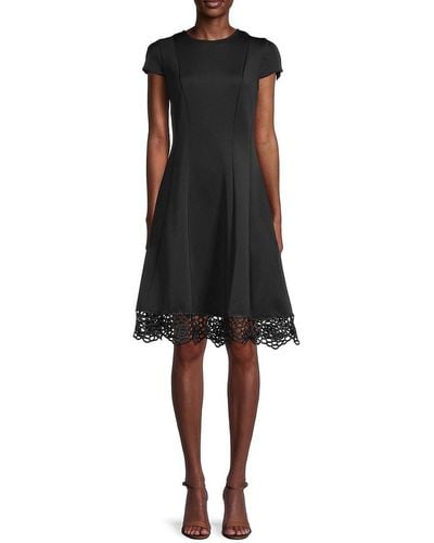 Donna Ricco Lace-Trim A-Line Dress - Black