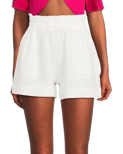 Saks Fifth Avenue Gauze Paperbag Shorts - White