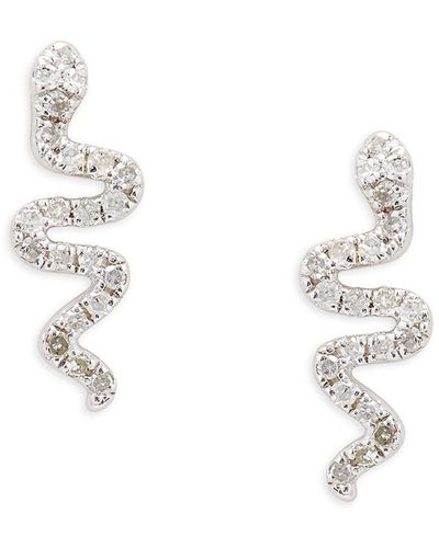 Effy ENY Sterling & 0.12 Tcw Diamond Snake Stud Earrings - White