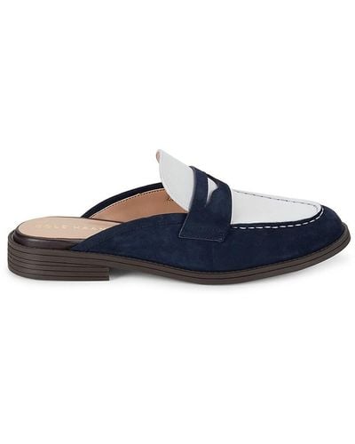 Cole Haan Stassi Colorblock Penny Mules - Blue
