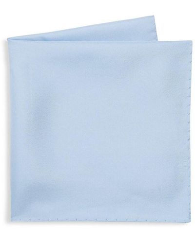 Saks Fifth Avenue Solid Silk Pocket Square - Blue