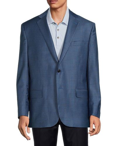 Brooks Brothers Gingham Wool Blend Sportcoat - Blue