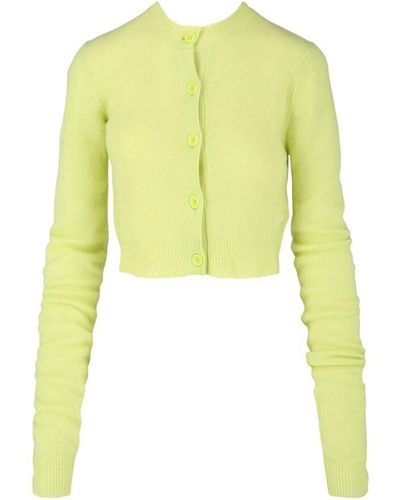 Bottega Veneta Wool & Cashmere Cropped Cardigan - Yellow