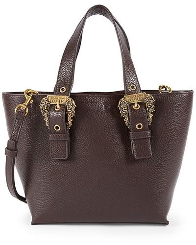 Versace Jeans Couture Textured Logo Top Handle Bag - Brown