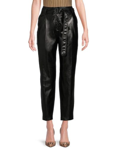 Akris Punto Belted Faux Leather Trousers - Black