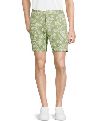Saks Fifth Avenue Saks Fifth Avenue Tropical Linen Blend Bermuda Shorts - Green