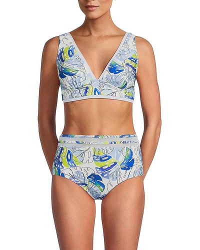 Tommy Hilfiger Leaf Print Bikini Top - Blue