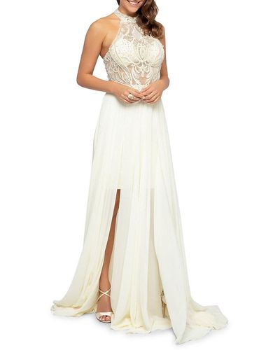 Terani Prom Beaded Chiffon Gown - White
