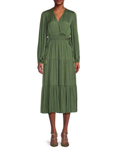 Elie Tahari T Tahari Surplice Tiered Midi Dress - Green