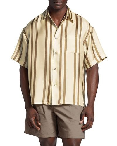 John Elliott Striped Silk Shirt - Natural