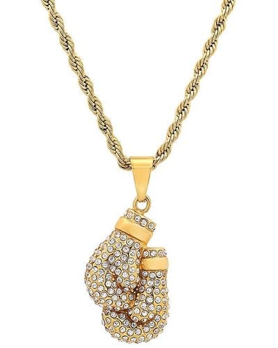 Anthony Jacobs 18k Goldplated Stainless Steel & Simulated Diamond Pendant Necklace - Metallic