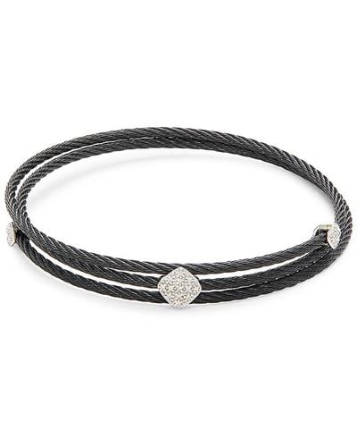 Alor 18K, Pvd Stainless Steel & 0.09 Tcw Diamond Cable Bracelet - Black