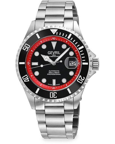 Gevril Wall Street 43Mm Stainless Steel Bracelet Watch - White