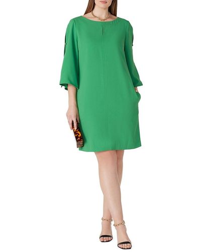 Trina Turk Keyhole Crepe Shift Dress - Green