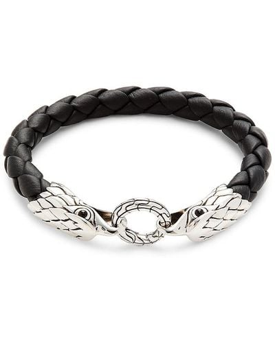 John Hardy Sterling, Leather & Onyx Naga Bracelet - Black