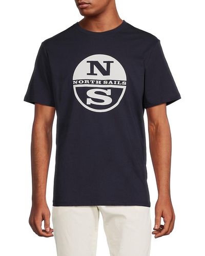 North Sails Logo Crewneck T Shirt - Blue