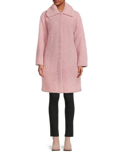 Apparis Collared Faux Fur Coat - Pink