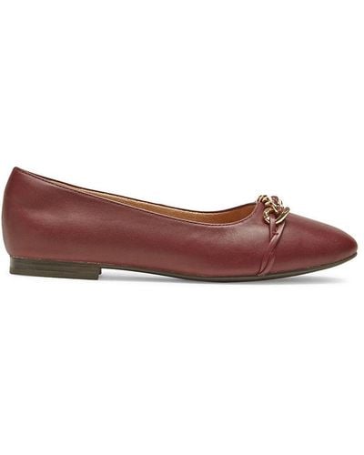 Rockport Zoie Chain Trim Leather Ballet Flats - Red