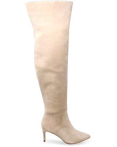 Charles David Piano Leather Over The Knee Boots - White