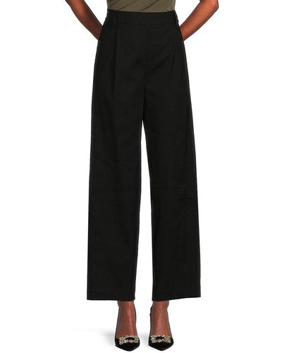 Vince Linen Blend Pleated Trousers - Green