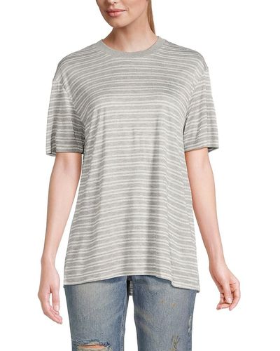 RTA Kendry Stripe Crewneck T Shirt - Grey