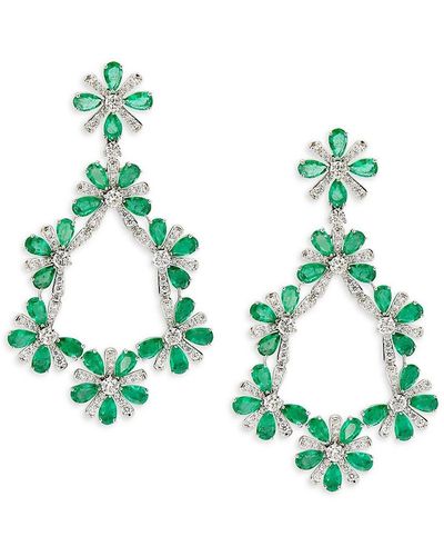 Hueb Botanica 18K, & Diamond Drop Earrings - Green