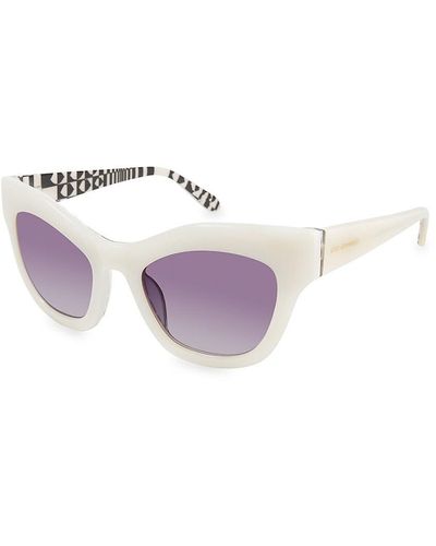 Lulu Guinness 51Mm Clubmaster Cat Eye Sunglasses - White