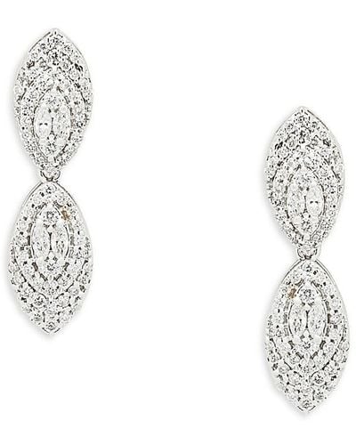 Saks Fifth Avenue 14K & 0.88 Tcw Diamond Leaf Drop Earrings - White