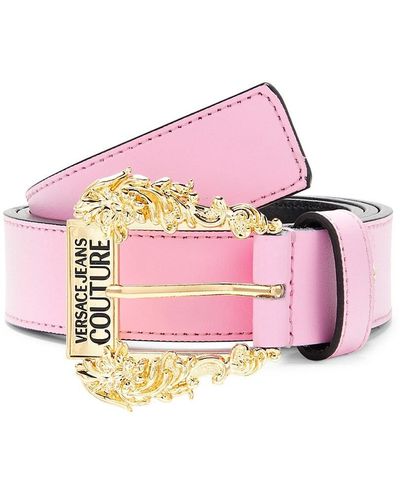 Versace Jeans Couture Logo Leather Belt - Pink