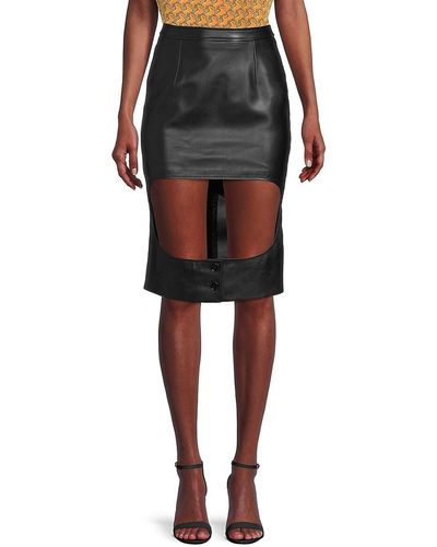 Burberry Cutout Leather Pencil Skirt - Black