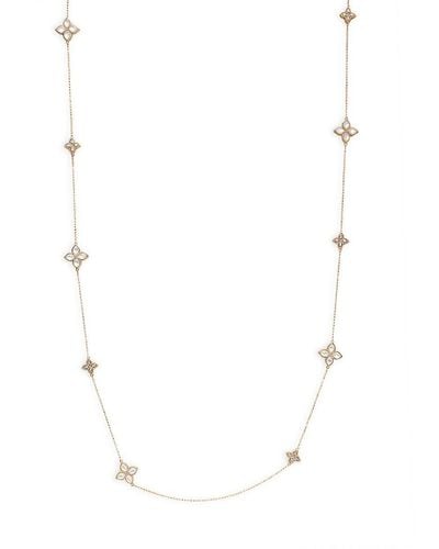 Roberto Coin 14k Rose Gold, Mother Of Pearl & Diamond Station Necklace - White