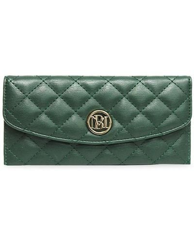 Badgley Mischka Quilted Faux Leather Long Wallet - Green