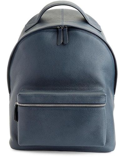 ROYCE New York Leather Laptop Backpack - Blue