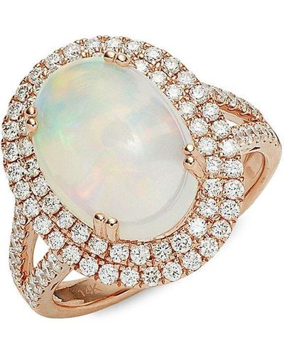 Effy 14k Rose Gold, Opal & Diamond Ring - White