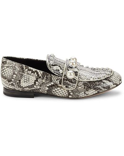 Karl Lagerfeld Avah Python Embossed Studded Loafers - Multicolour